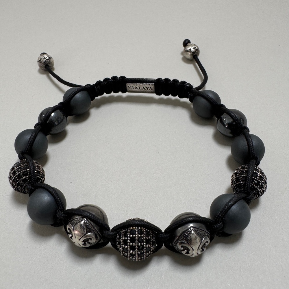 Nialaya Sterling Silver Beaded Bracelet